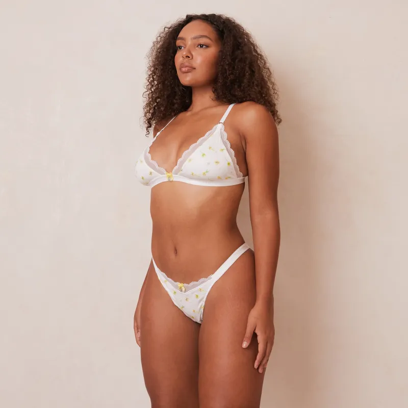 Lounge Underwear Ohne Bügel | Bralettes | Ribbed Floral Triangle BH -