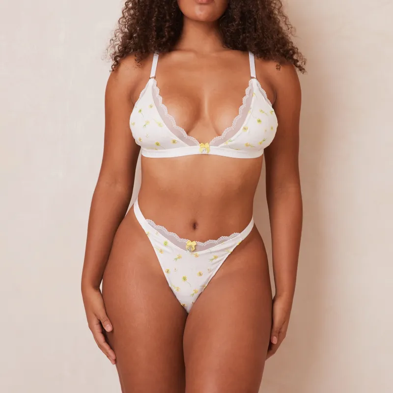 Lounge Underwear Ohne Bügel | Bralettes | Ribbed Floral Triangle BH -