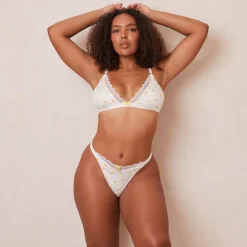 Lounge Underwear Ohne Bügel | Bralettes | Ribbed Floral Triangle BH -