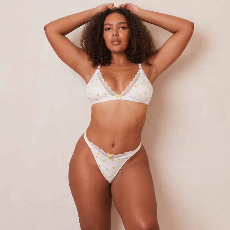 Lounge Underwear Ohne Bügel | Bralettes | Ribbed Floral Triangle BH -