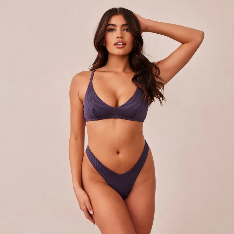 Lounge Underwear Ohne Bügel | Bralettes | Ribbed Triangle BH - Dunkelgrau
