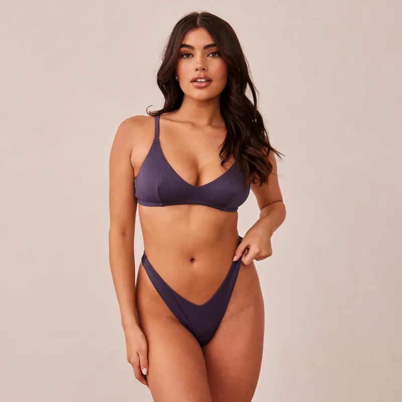 Lounge Underwear Ohne Bügel | Bralettes | Ribbed Triangle BH - Dunkelgrau