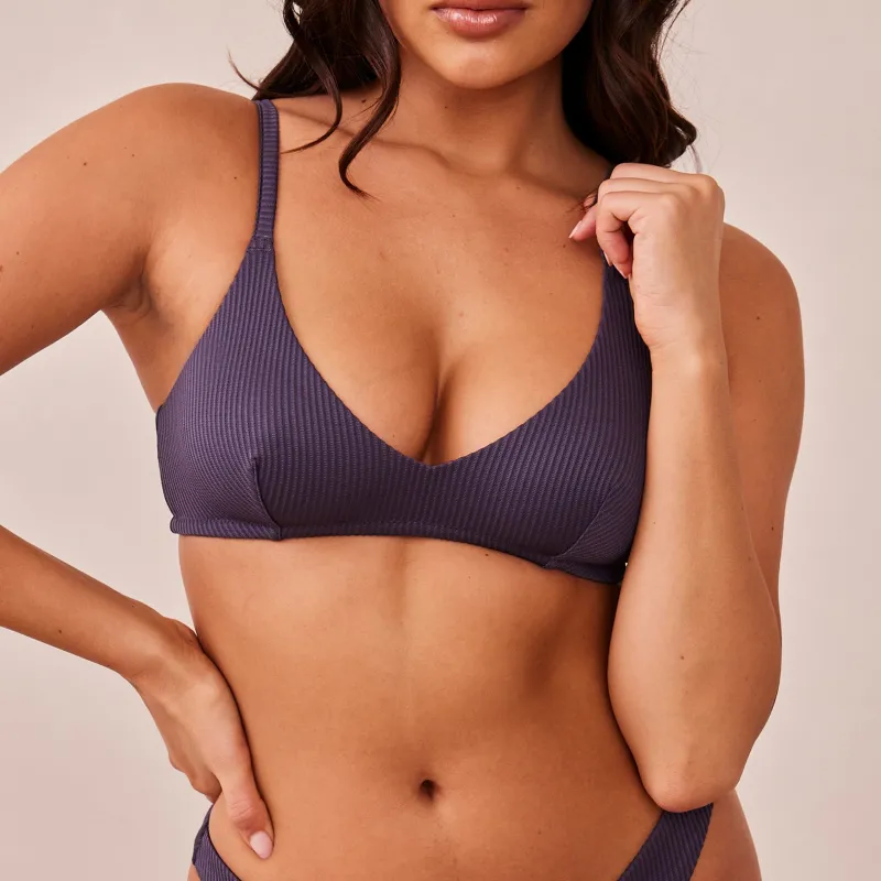 Lounge Underwear Ohne Bügel | Bralettes | Ribbed Triangle BH - Dunkelgrau