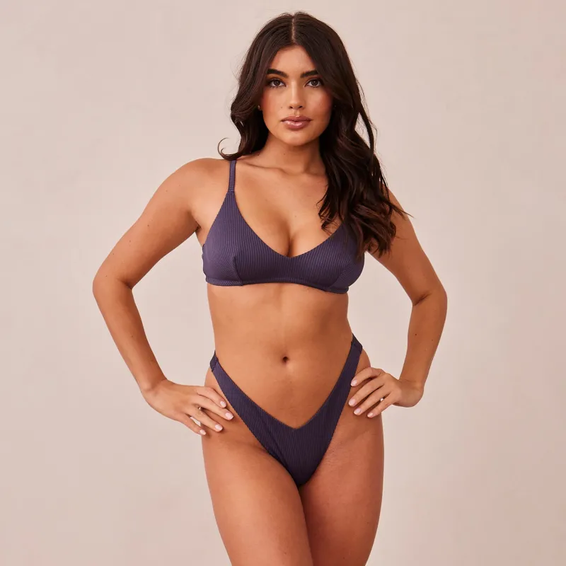 Lounge Underwear Ohne Bügel | Bralettes | Ribbed Triangle BH - Dunkelgrau