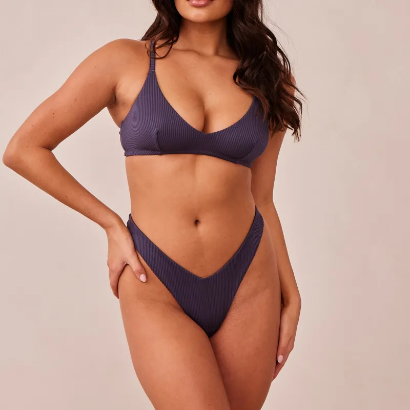 Lounge Underwear Ohne Bügel | Bralettes | Ribbed Triangle BH - Dunkelgrau