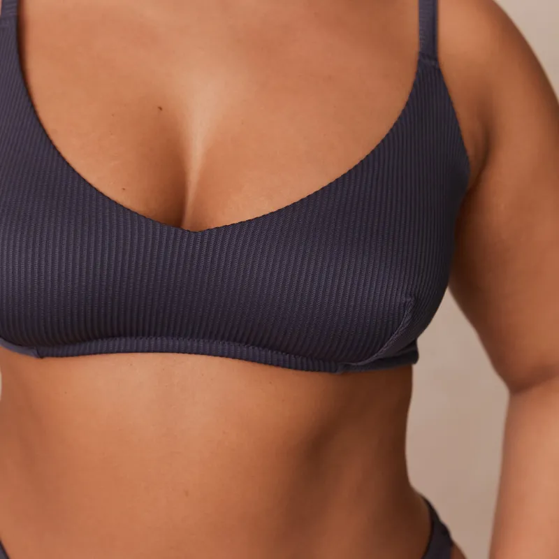 Lounge Underwear Ohne Bügel | Bralettes | Ribbed Triangle BH - Dunkelgrau
