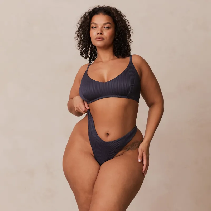 Lounge Underwear Ohne Bügel | Bralettes | Ribbed Triangle BH - Dunkelgrau