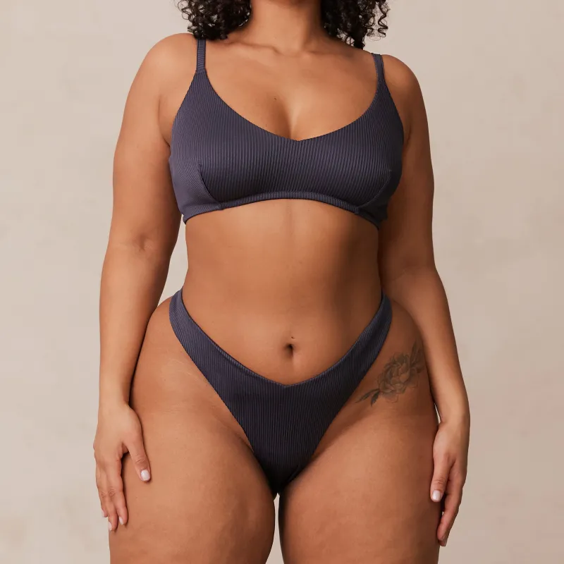 Lounge Underwear Ohne Bügel | Bralettes | Ribbed Triangle BH - Dunkelgrau