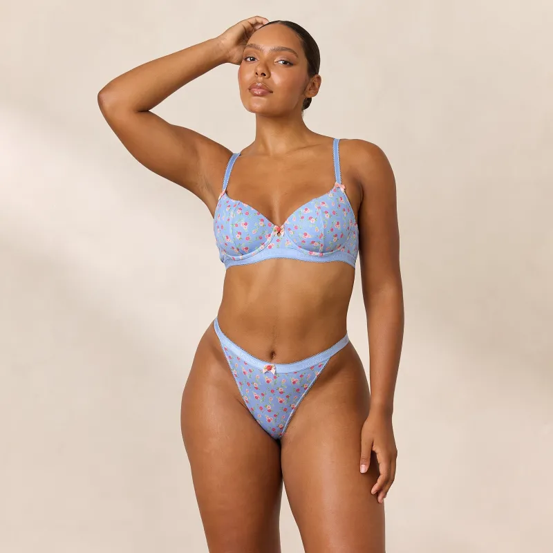 Lounge Underwear Gepolsterte | Höschen-Bündel | Rosebud Gerippter Balcony BH -