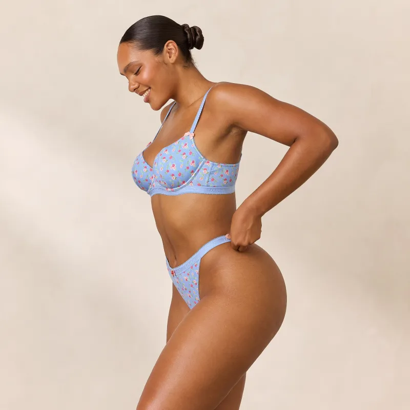 Lounge Underwear Gepolsterte | Höschen-Bündel | Rosebud Gerippter Balcony BH -