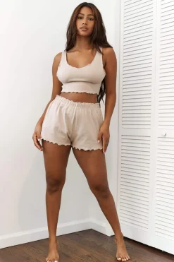 Lounge Underwear Schlaf | Ruffle Schlafanzug Kurze Hose -