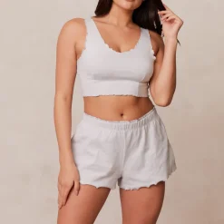 Lounge Underwear Schlaf | Ruffle Schlafanzug Oberteil -