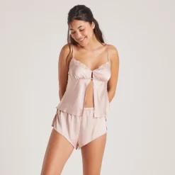 Lounge Underwear Pyjama-Oberteile | Satin Schleife Pyjama-Cami -