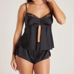 Lounge Underwear Pyjamas Sets | Pyjama-Oberteile | Satin Schleife Pyjama-Cami -