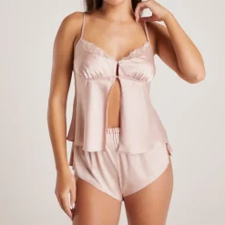 Lounge Underwear Pyjama-Oberteile | Satin Schleife Pyjama-Cami -