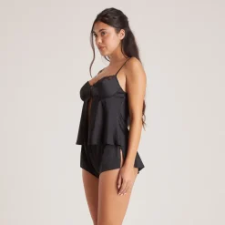 Lounge Underwear Pyjamas Sets | Pyjama-Oberteile | Satin Schleife Pyjama-Cami -
