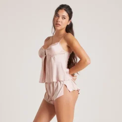 Lounge Underwear Pyjama-Oberteile | Satin Schleife Pyjama-Cami -