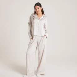 Lounge Underwear Pyjamas Sets | Pyjama-Oberteile | Satin Schleife Pyjama-Hemd -