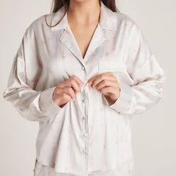 Lounge Underwear Pyjamas Sets | Pyjama-Oberteile | Satin Schleife Pyjama-Hemd -
