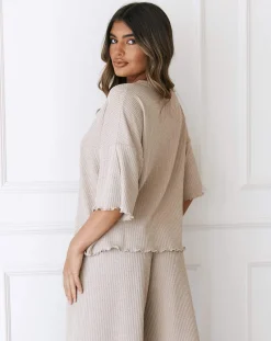Lounge Underwear Pyjama-Oberteile | Soft Waffle Schlafanzug Oberteil -