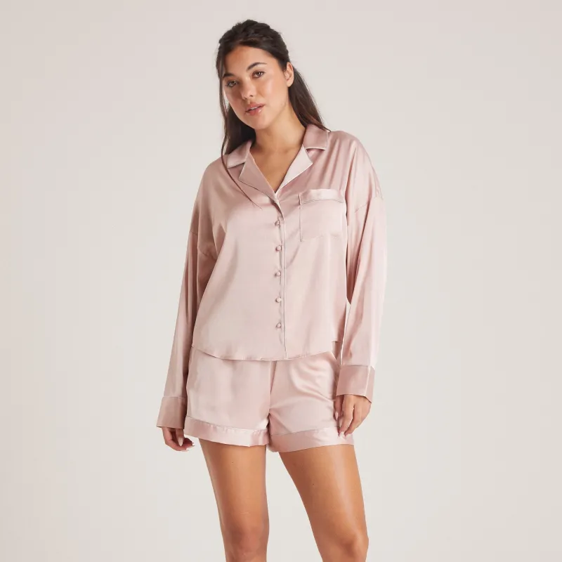 Lounge Underwear Pyjamas Sets | Pyjama-Oberteile | Sparkle Satin Pyjama-Hemd -