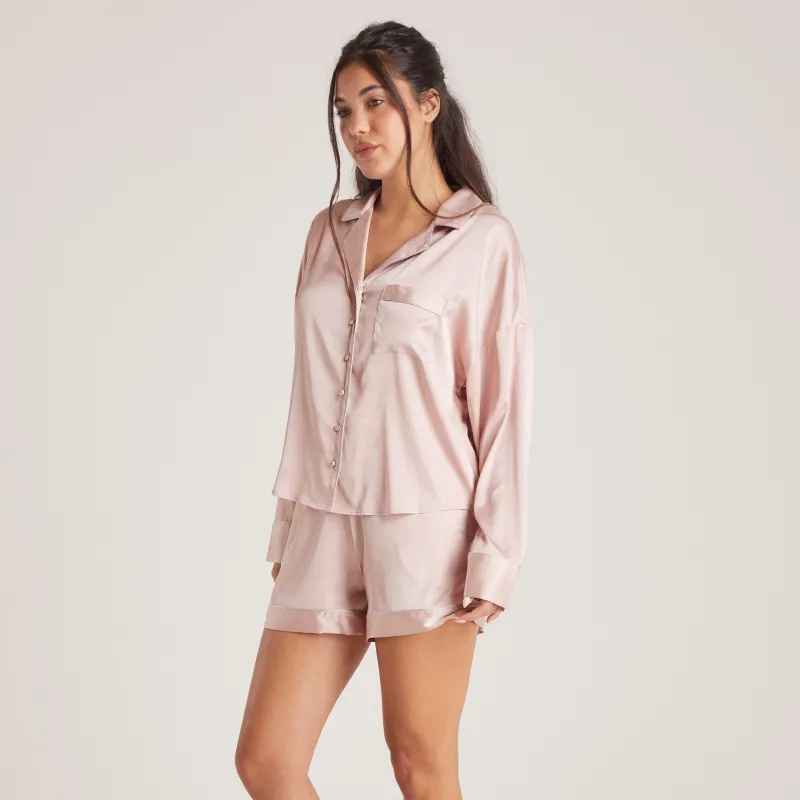 Lounge Underwear Pyjamas Sets | Pyjama-Oberteile | Sparkle Satin Pyjama-Hemd -