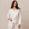 Lounge Underwear Pyjama-Oberteile | Striped Satin Schlafanzug Hemd -