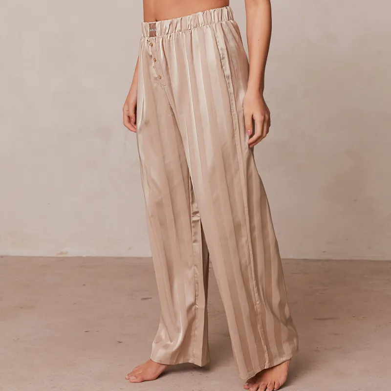 Lounge Underwear Pyjama-Hosen | Striped Satin Schlafanzug Hosen -