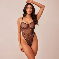 Lounge Underwear Bodysuits | Transparenter Floral Body -
