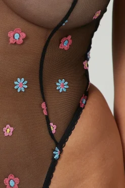 Lounge Underwear Bodysuits | Transparenter Floral Body -