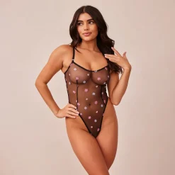 Lounge Underwear Bodysuits | Transparenter Floral Body -